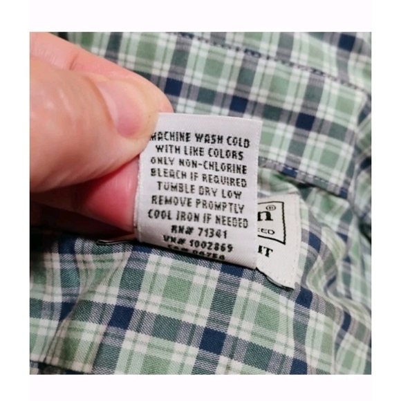 L.L. Bean Men's Green and White Plaid Shirt - Picture 3 of 7